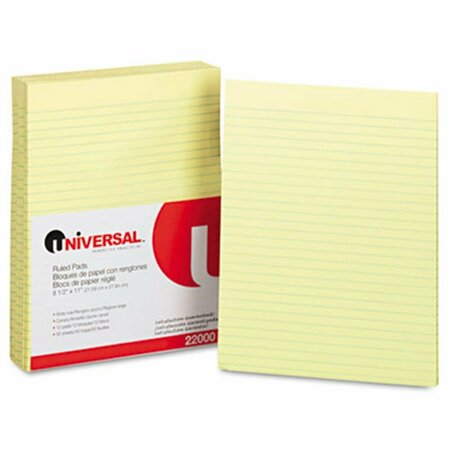 COOLCRAFTS Glue Top Writing Pads- Wide Rule- Letter- Canary- 50-Sheet Pads-Pack- Dozen CO3340106